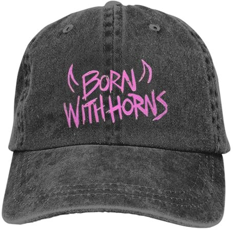 ROBEIUO Cowboy-Baseballkappe Basecap MGK Born with Horns Baseballkappen für Männer und Frauen, Used-Look, Gewaschene Hüte, Vintage, Outdoor, alle Jahreszeiten, Reisen, Snapback-Kappe