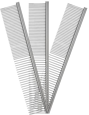3 Stück Edelstahl Hundekamm Hunde Kamm Zur Fellpflege Tierkamm Für Katzen Hundekämme Stahlkamm Zur Hundepflege Feinzahniger Kamm Katzenkamm Für Verfilztes Haar Metallkamm Für Haustiere（19cm）