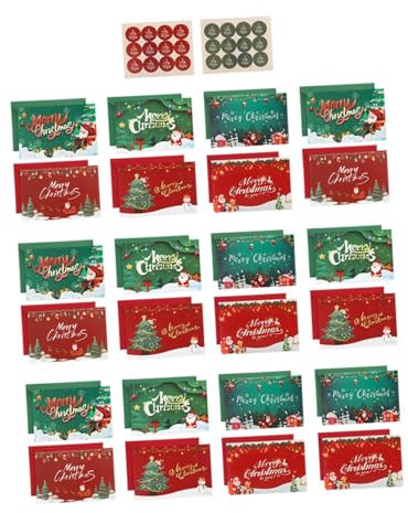 Sharplace 24x Frohe Weihnachten Karten Frohe Weihnachten Grußkarten mit Aufklebern 4x6 Segenskarten für Partybedarf Neujahr
