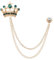 PATIKIL Broche à Chaîne Suspendue Couronne, Broches à Costume en Strass Broches à Cristal de Mode pour Femmes Hommes Vêtements Robe Bouquet Manteau Chapeau Sac, Ton Or (Vert)