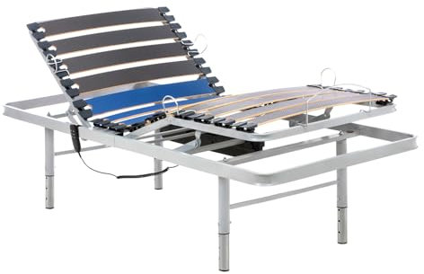 Geriafy - Elektrisch Verstellbarer Lattenrost | 90x200 cm | Verstärkt und kompakt | Kabelgebundene Fernbedienung und in 4 Höhen verstellbare Beine
