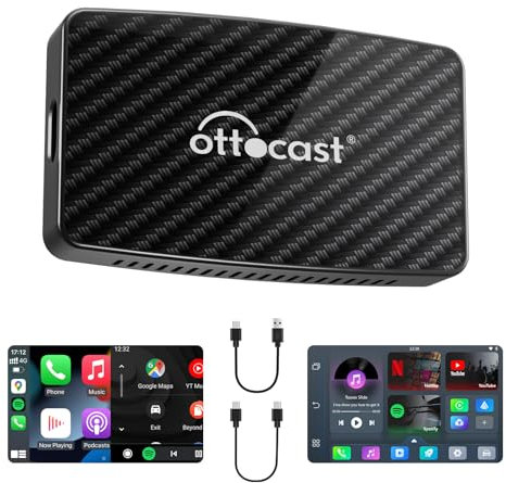 OTTOCAST Play2video Pro, Adattatore Wireless CarPlay & Android Auto CarPlay AI Box Adattatore Video Multimediale YouTube Netflix Integrato Dongle USB per Auto con CarPlay Cablato Prodotte Dopo il 2016