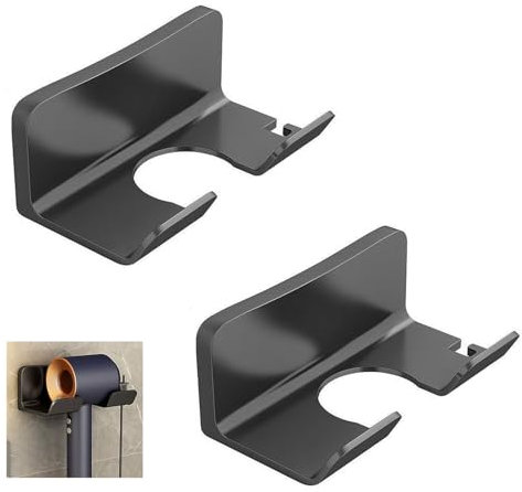 SoeUyd 2 Piezas Soporte para Secador de Pelo, Soporte de Pared para Secador de Pelo, Soporte Secador de Pelo, Secador de Pelo de Montaje en Pared, Apto para la Mayoría de Secadores de Pelo