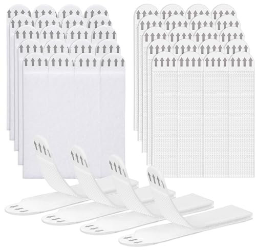 24-Pairs(48 Strips) Adhesive Picture Hanging Strips, Large 92x19mm Picture Canvas Hanger No Nails, Damage Free Double Side Hook Loop Mounting Tapes for Photo Frame Hanging, Mirrors and Decorations