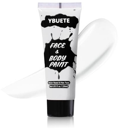 YBUETE White Face Body Paint, Professional Paint for Halloween Cosplay Costume Party, Full-coverage Multi-Color Cream Makeup Blendable Body Painting for Adults Halloween Cosplay SFX Makeup Paint