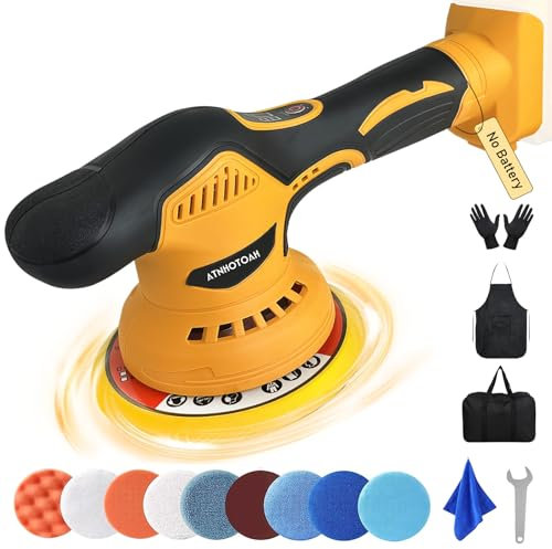 Lucidatrice per auto senza fili per Dewalt batteria da 18 V, lucidatrice orbitale portatile senza spazzole da 15,2 cm, 6 velocità variabile, 5500 giri/min, kit di lucidatura per auto per lucidatura e