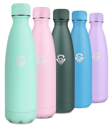 Gourde Isotherme 500ml, Bouteille Isotherme Réutilisable, Gourde Métal sans BPA, Gourde Inox Double Paroi Étanche, Gourde Sport pour Sport, Bureau, École, Yoga, Camping, Randonnée, Voyage, École