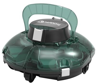 WINNY POOL CLEANER Winny 200 Limpiafondos Piscina, Inalámbrico Robot Limpiafondos Piscina, 75Min Autonomía, Piscinas Desmontables 60m², Doble Filtración,Estacionamiento Auto(Transparente Verde Blanco)