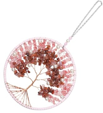 VICASKY Dekoratives Windspiel Aus Kristall Für Garten Stilvolles in Rosa Lebensbaum-Design Für Außen-Dekoration