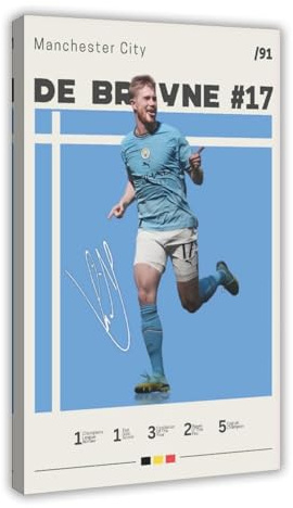 SFQQE Kevin De Bruyne-Poster auf Leinwand, Wandkunst, Dekordruck, Bild Gemälde für Wohnzimmer, Schlafzimmer, Dekoration, 20 x 30 cm
