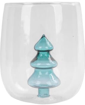 BIGULA Elegante tazza a forma di albero di Natale, in vetro robusto, per uso quotidiano e feste natalizie