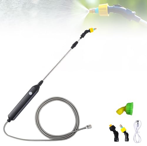 Pulverizador de plantas eléctrico para jardín, recargable por USB, con 3 boquillas ajustables y manguera de 3 m, varilla pulverizadora recargable y portátil para jardín, patio, césped, malas hierbas