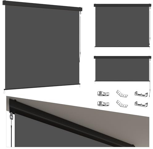YODOLLA Store Vertical, Rétractable avec Coffre, Occultant Exterieur Fenetre, Auvent rétractable 140x250cm, pour Balcon, Terrasse, Jardin et Intérieur, Gris foncé