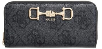GUESS Geldbörse Janie Logo SLG Zip Around Wallet Coal Logo dunkelgrau