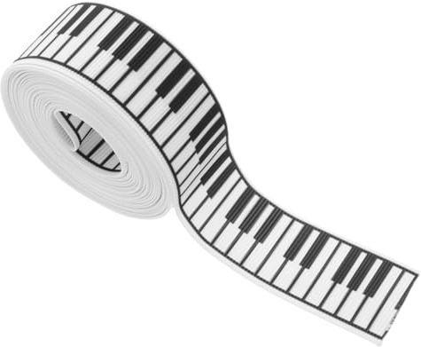 DIYEAH 5 Yards Black and White Piano Ribbon 2.5cm Wide Printed Music Craft Ribbon for Wrapping, Bow Making, Party Decoration and Christmas Tree Crafts