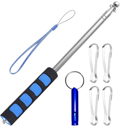 GLQ Asta per Bandiera,Asta Telescopica con 4 Clip (2.5m, Blu) | Asta per Bandiera,aste telescopiche