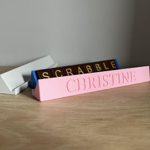 Personalised Tile Holder for Board Games, Custom Name, Multiple Colours
