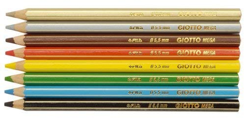 8 x Giotto Super Jumbo Buntstifte – sechseckige Form mit großen 5,5 mm Mine