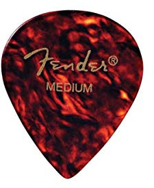 Fender Guitar Picks 551 Shape, Tortoise Shell, Extra Heavy Thickness, Sharp Tip, Celluloid, 12 Pack