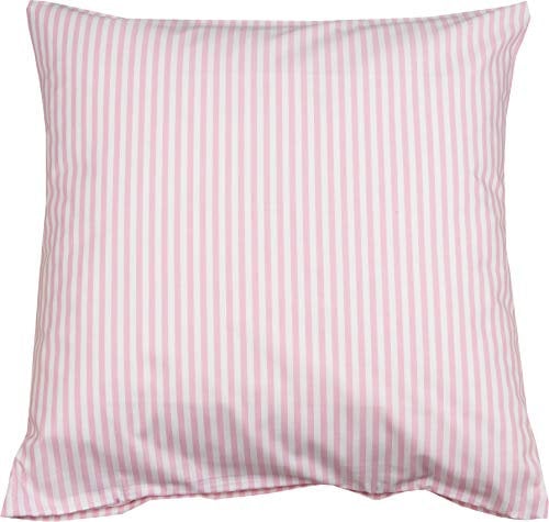 Lorena Mako Batist Kissen Bezug Basel Mini Streifen Rosa, 35x40cm, 100% Baumwolle