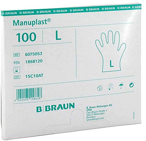 B. Braun ManuPlast Einmal Handschuhe groß weiß 100 St