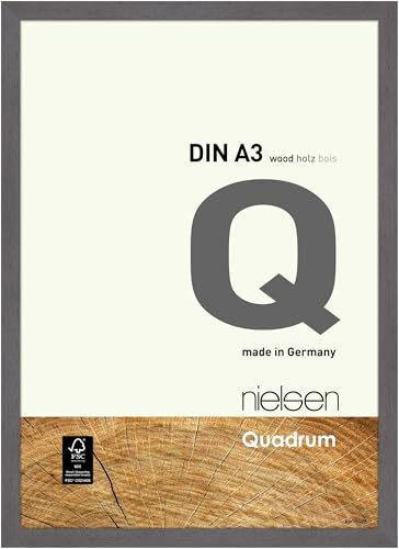 nielsen Quadrum Wooden Picture Frame - Grey A3, 29.7x42cm - with Float Glass and Easy Push-Turn Clips - for Photos and Art