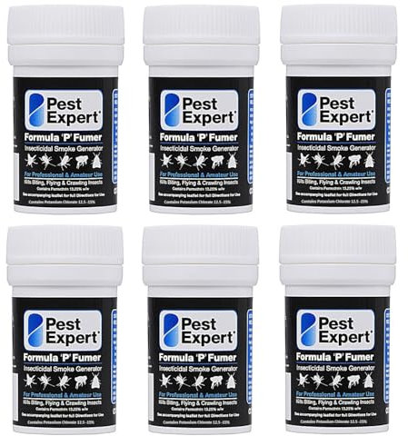 Pest Expert Carpet Moth Killer Smoke Bombs Treatment 6 x 3.5g - Formula 'P' Fumer Moth Fumigator (HSE approved and tested – professional strength product)