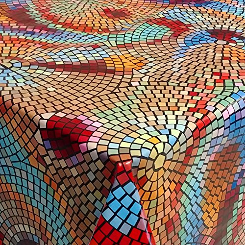 Wachstuch Mosaik Bunt Steine Breite & Länge wählbar abwaschbare Tischdecke Eckig 110 x 160 cm