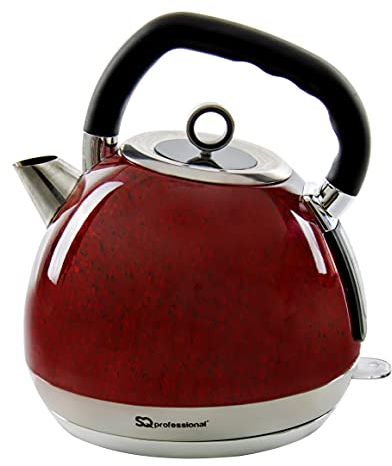 SQ Professional Blitz Sfera Marble Electric Kettles -Easy Pour Spout -Limescale Filter -Auto Shut-Off & Fast Boil -LED Light Indicator -1.8L | 2200W (Red)