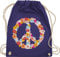 Turnbeutel Rucksack - Sprüche Statement - Peace Flower Power Hippie Peace Zeichen I Friedenszeichen I 90er I 70er - Unisize - Lila - festival turnsack mit aufschrift 90s beutel sportbeutel retro