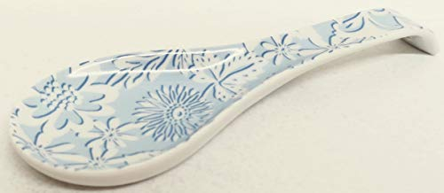 Blue Lace Small Spoon Rest Ceramic Porcelain Light Blue Floral Teabag Tidy Hand Decorated UK