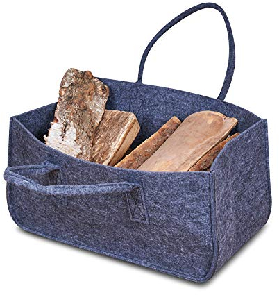 levandeo Filz Tasche 50x25x25cm Kaminholztasche Grau Stofftasche Aufbewahrung Feuerholz Holzkorb Kamin