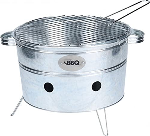 BBQ tragbarer runder Grill aus schwarzem Stahl 38 x 20 cm