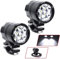 2PCS Universal Projecteurs de Moto Phares LED, 6 LED Moto Conduite Feux de Brouillard Lampe Auxiliaire Feux de Jour 12V 24V avec Interrupteur Adapté pour Truck Off Road 4X4 ATV Motos Quad Scooter