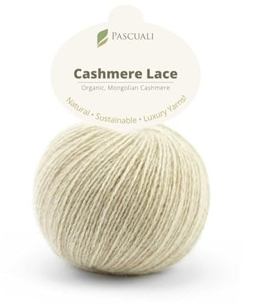 PASCUALI | Bio Cashmere Lace. Strickwolle aus 100% Kaschmirwolle Wolle zum Stricken und Häkeln, 1 Knäuel - 25g - Farbe: Creme 20