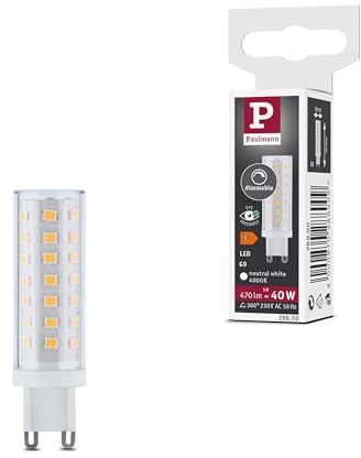Paulmann 28800 LED Lampe Stiftsockel 1er-Pack G9 230V 470lm 5W 4000K Klar dimmbar Lampen Leuchtmittel