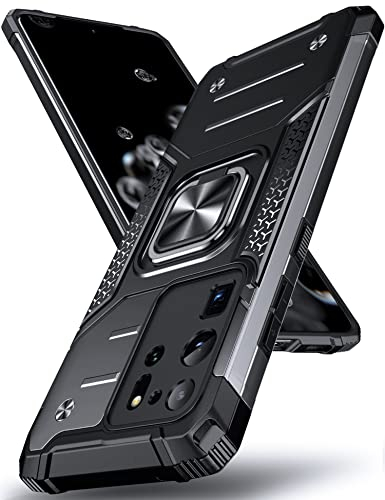DASFOND Galaxy S20 Ultra Cover, Grado Militare Custodia con Cavalletto in Metallo Rotante a 360° [Supporto Montare a Magnete], Compatibile con Samsung Galaxy S20 Ultra, Nero