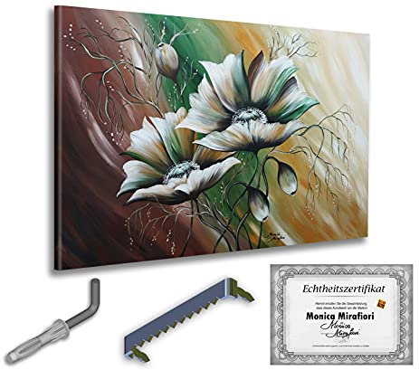 Monica Mirafiori I 100% HANDGEMALT I Gemälde Mohnblumen 120x80cm | Gemälde Handgemalt | Acrylgemälde | Sehr Großes Acrylbild I Moderne Kunst I Kunstbilder