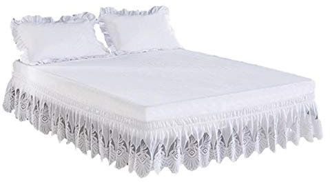 HXYIYG Cache Sommier,Cache Sommier 160x200 Lit blanc Jupe Wrap Autour du lit Jupe Confort rides Wrap résistant for Chambre (Color : B), 160 x 200 cm