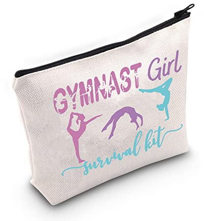 WZMPA Trousse de maquillage pour fille de gymnastique, cadeau de joueur de gymnastique, kit de survie pour fille gymnastique, ajustement, toile, résistant à l'eau, impression lettre, sac de poche
