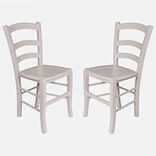 Dmora - Set aus 2 klassischen Holzstühlen, für Esszimmer, Küche oder Wohnzimmer, Made in Italy, cm 46x42h87, Sitzhöhe cm 47, Farbe Weiß