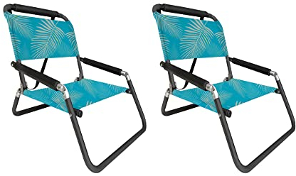 Neso 2 Pack XL Strandkörbe, extra groß, wasserabweisend, mit Schultergurt und Einschubtasche – dünn faltbar (Aqua Fronds)