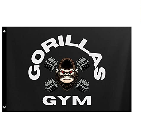 90 x 152 cm Polyester-Flagge, Gorilla-Hantel-Übung, Heim-Gym-Dekoration, Flaggen und Banner, Dekoration, Fitness-Workout-Flagge für Raumdekoration, Schlafzimmer, Outdoor, Partys, Garten, Garage, Haus,