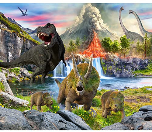 murando - Fototapete selbstklebend Dinosaurier, 343x256 cm, Schlafzimmer | Selbstklebend ohne Kleister, Full HD Druck, ideal fürs Wohn- oder Schlafzimmer, schnelle Montage, lichtbeständig, geruchsfrei