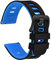 WOCCI 18mm Zweifarbig Uhrenarmband, Silikon Kautschuk, Ersatzband für Herren und Damen, Schwarze Edelstahlschnalle (Schwarz-Blau)