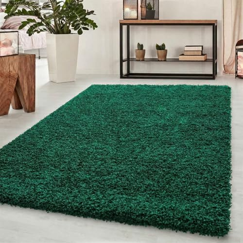 Abaseen Soft Thick Plain Shaggy Living Room Area Rug, Emerald, 160x230cm