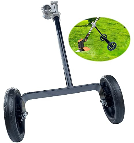 JOOPSAM 49,5 cm höhenverstellbarer Rasentrimmer-Stützrad mit 26 mm Griffklemme, 15,2 cm große Räder, gehen hinter Rasentrimmer, Hilfsaufsatz für einfachen Schub Unkrautschneider, Grasschneider