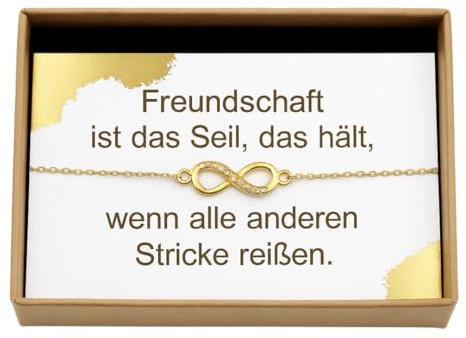 ONDEGO® Freundschaftsarmband Damen – Handmade in Germany – Armband mit Unendlichkeit Symbol Silber oder Gold – Geschenk beste Freundin inkl. Spruchkarte & Geschenkbox
