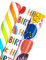 Holijolly Geburtstagspapierrolle - Minirolle - bunte Ballons, Streifen, Happy Birthday Design, perfekt für Party, Feier, Babyparty - 3 Rollen - 43.2x305cm pro Rolle