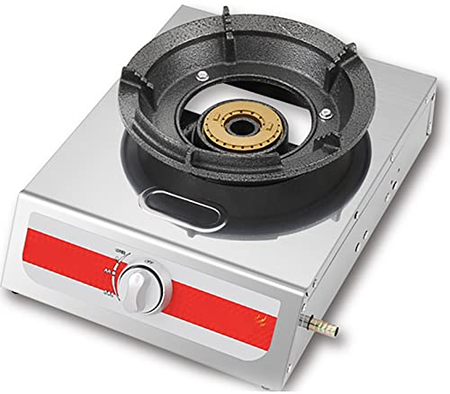 IBOWZ Plaque de Cuisson Gaz Table de Cuisson à gaz Poêle à feu Haute Pression Commercial Portable 1 brûleur Wok 12KW Cuisinière à gaz Cuisinière en Acier Inoxydable [Classe énergétique A] (Color :